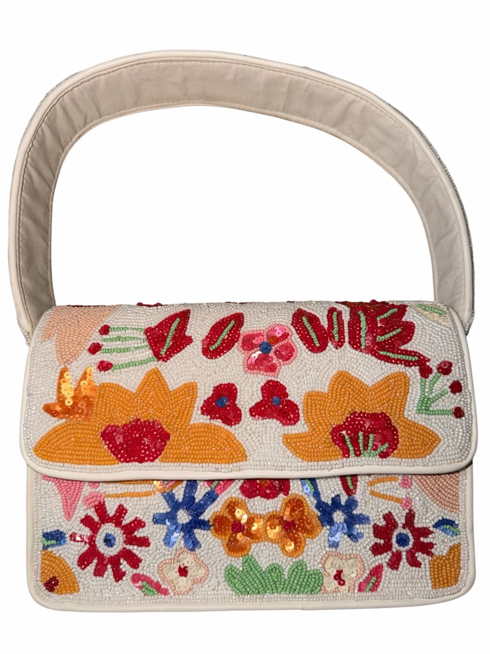 Women’s Embellished Floral Beaded Shoulder Bag